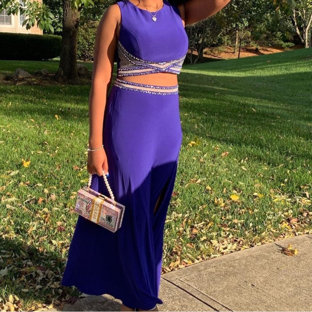 Blondie Nites By Stacy Sklar Juniors Dress Royal Purple 2 Piece Prom Homecoming